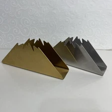 2 Napkin Serviette Gold & Silver Triangle Holder Dispenser Paper Tissue Table