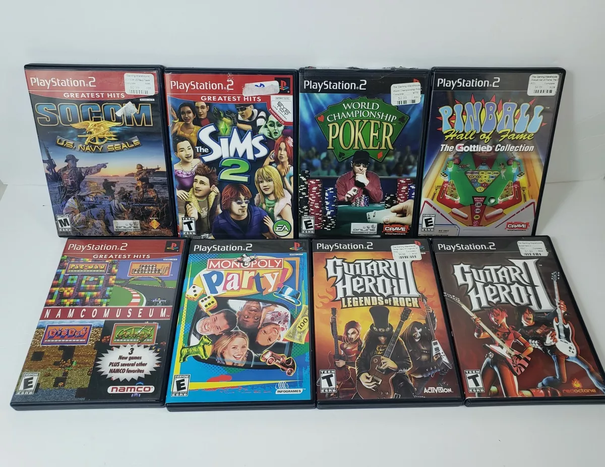 Lot 8 Playstation 2 PS2 Games - Sims 2, Namco Museum, Gottlieb Pinball, etc.