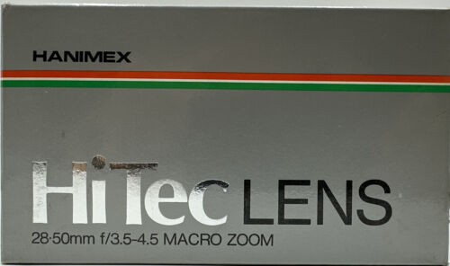 Hanimex Objektiv 28–50 mm f/3,5–4,5 Hi-Tec Zoom Konica Halterung Spiegelreflexkameras mit Softcase