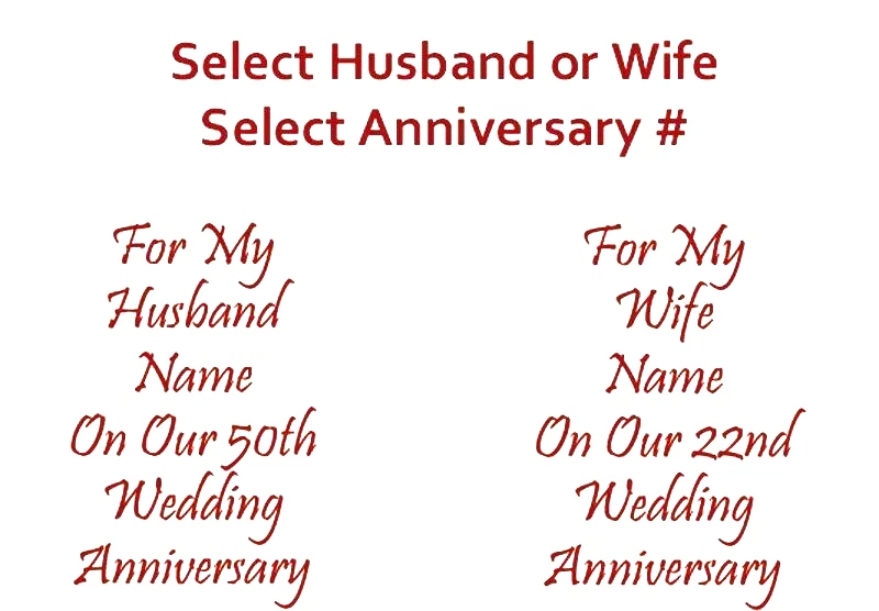 Tarjeta de Aniversario para Esposa o Marido Nombre Personalizado y Año con Verso Interior Foto 3 de 4