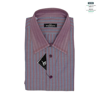 690$ LUXURY GERLIN Shirt Burgundy Striped VESUVIO Cotton 16  41 1G ZILLI