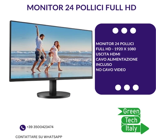Monitor LCD Ricondizionato 24 POLLICI FULL HD 1920 X 1080 HDMI FUNZIONANTE NERO