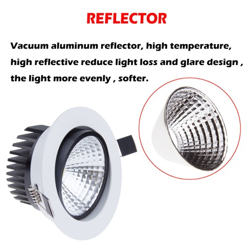 Dimmable COB 6W 9W 12W 15W LED Downlight Recessed Ceiling Light Bulb + Driver - Picture 8 of 11