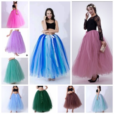 Tutu Maxirock Damen Tüll Schichten Prom Unterrock Petticoat Langrock Hochzeit