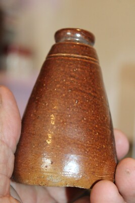 Antique, 3 1/2'', CONE, Salt Glazed, Stoneware, Ink Well, Item # A - 5036