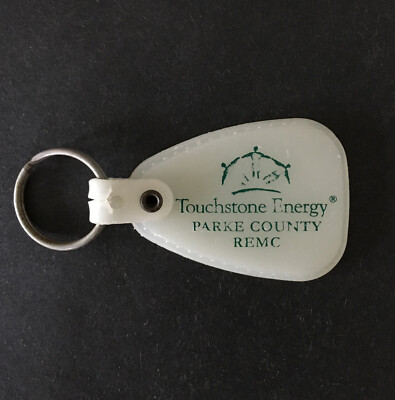Vintage Keychain TOUCHSTONE ENERGY Key Ring Glow In Dark Fob PARKE COUNTY REMC