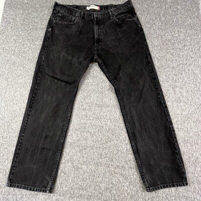 Levis 505 Jeans Mens 38x30 (Fits 37x30) Straight Fit 100% Cotton Black Denim