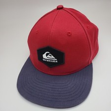 Quiksilver Snapback Hat Cap Red Gray Logo Patch Surf Skateboard Beach Baseball