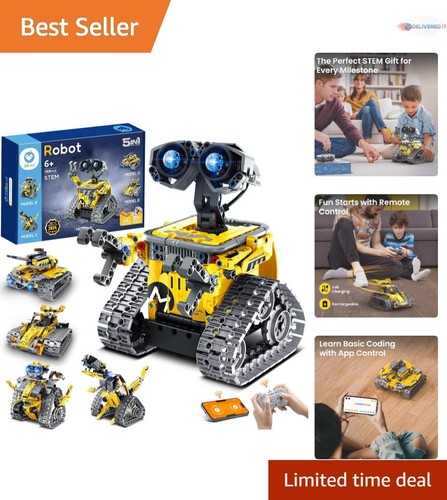 Robot Building Kit ABS 488 Pieces 5-in-1 Models STEM Learning Gifts for Kids