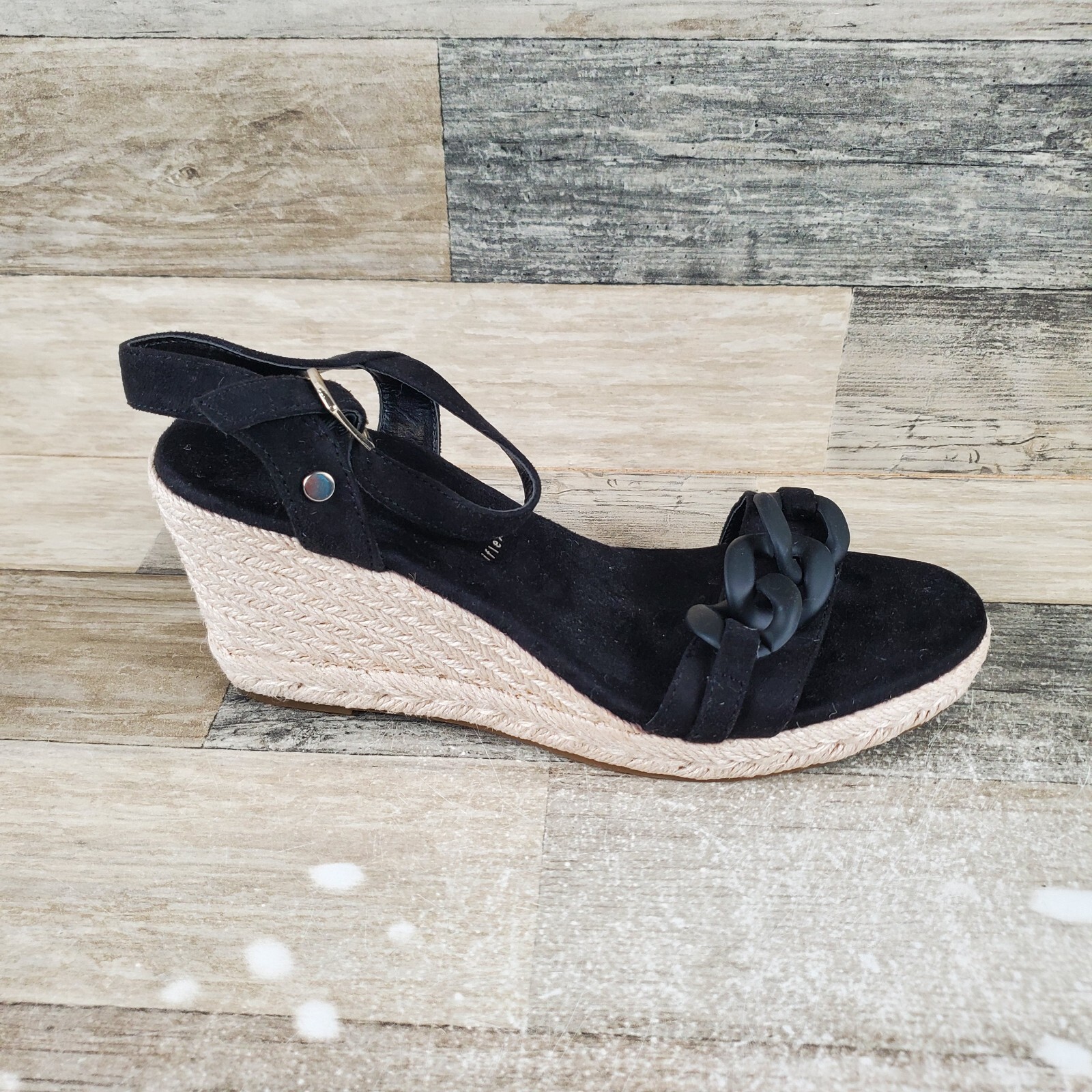 APL Anne Klein Marina sandali con zeppa donna taglia 8 5 neri alla caviglia punta aperta