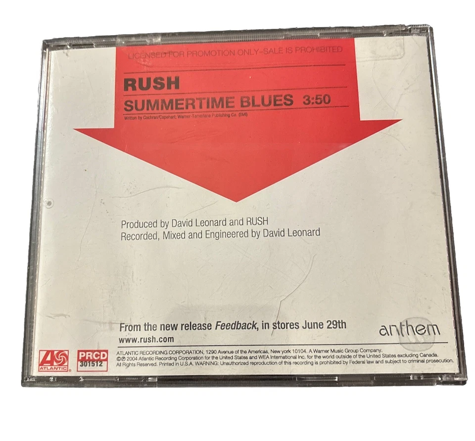 Rush Summertime Blues Promo One Track Single CD 2004 Foto 2 de 4