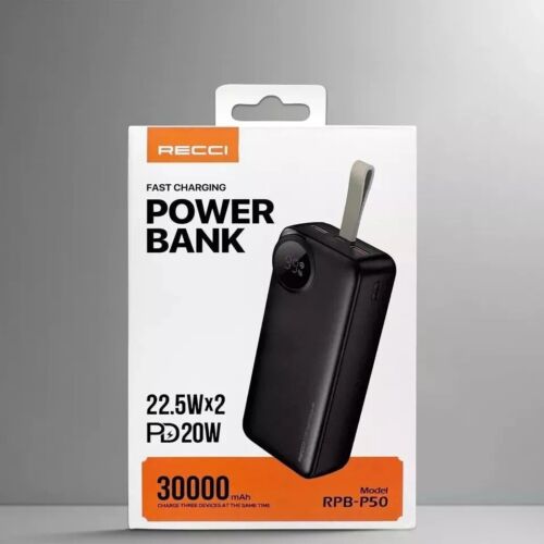 Recci 22,5W 30000mAh USB Powerbank Akkupack Ladegerät für alle Handys - Bild 8 von 9