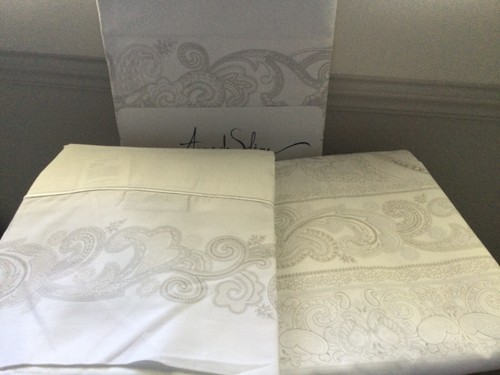 ANNE DE SOLENE MAJESTE QUEEN DUVET COVER CASES SHAMS 5p SET SILVER PAISLEY LACE - Picture 8 of 12