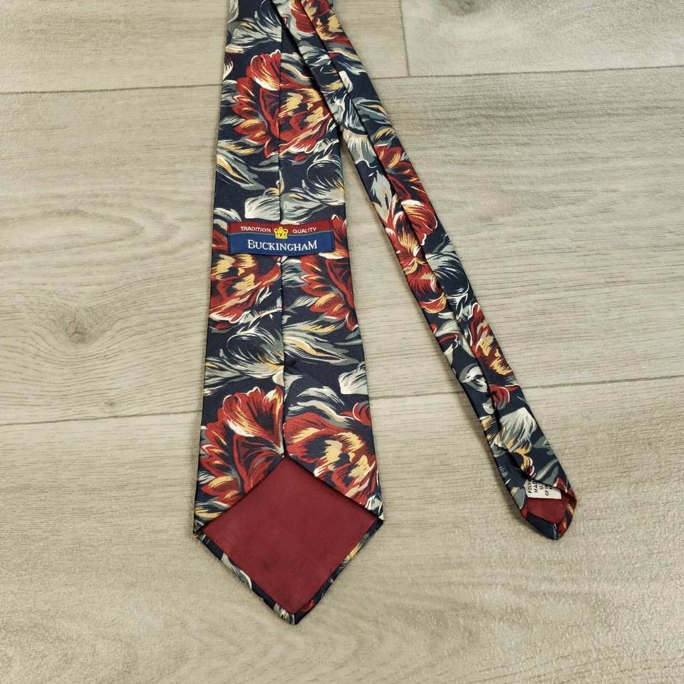 Corbata Buckingham Para Hombre Vintage Floral Azul Rojo Gris Marrón Blanco Hecha en EE. UU. Foto 3 de 4