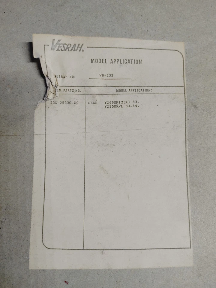 Zapatas de freno estándar Vesrah VB-232 83-84 YZ250K/L 83 YZ490K Foto 3 de 3