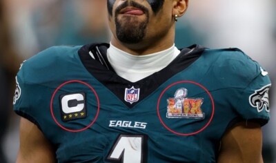 Super Bowl Lix MVP Jalen Hurts Schwarz 4      Star Captain Aufkleben C-Patch +