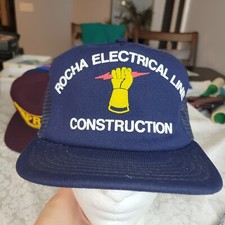 Vintage Rocha Electrical Line Contractor Chicago, IL Blue Snapback Cap USA Made
