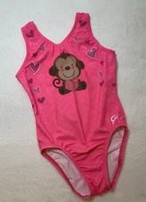 GK ELITE Leotard Gymnastics MONKEY HEART Sublimated VALENTINE  Child Medium CM