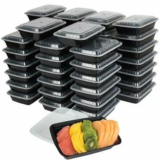 50 Pack Meal Prep Plastic Microwavable Food Containers For Prepping & Tight Safe