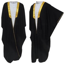 Men's Premium Half-Sleeve Arabian Bisht     Cloak Black Gold Arab Dress Mish