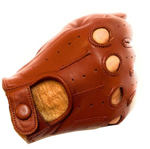 Men's Genuine Leather Driving Gloves with Knuckle Holes - Picture 75 of 76