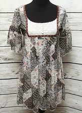 iimk Michel Klein Floral Multi Color Boho Festival Dress Sz 38