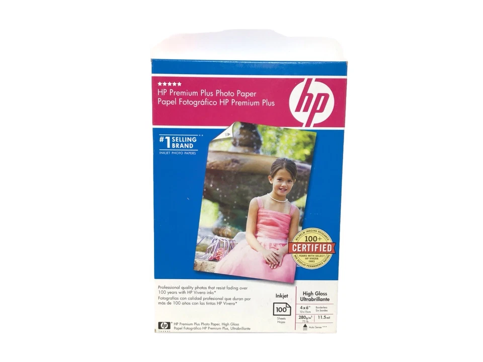 Photo Paper Inkjet HP Premium Plus 4x6 High Gloss 100 Sheets New in Box 2 Boxes - Image 4 of 4