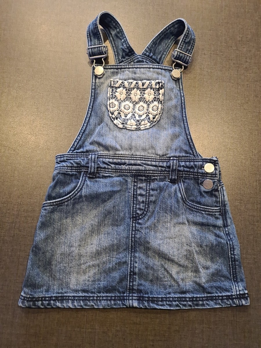 girl 3-4 years spanish crochet denim dungarees skirt braces