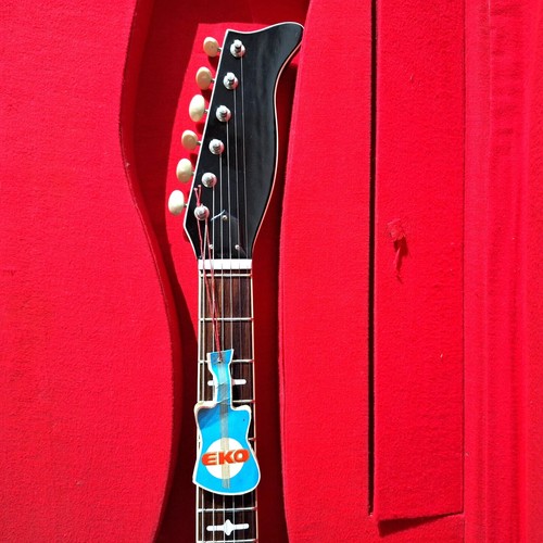 Vintage Eko 700/V4 Electric Guitar Circa. 1960's - Silver Sparkle w/ OHSC - Picture 23 of 24