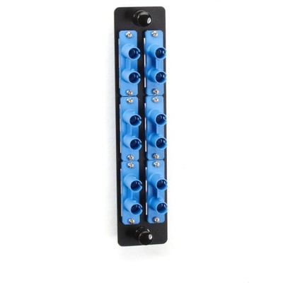 Black Box Fiber Adapter Panel, High Density, (6) ST Duplex, Ceramic, Blue