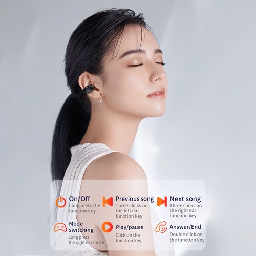 Auriculares individuales inalámbricos Bluetooth 5.3 con clip para oreja Auriculares Control táctil - Imagen 13 de 24