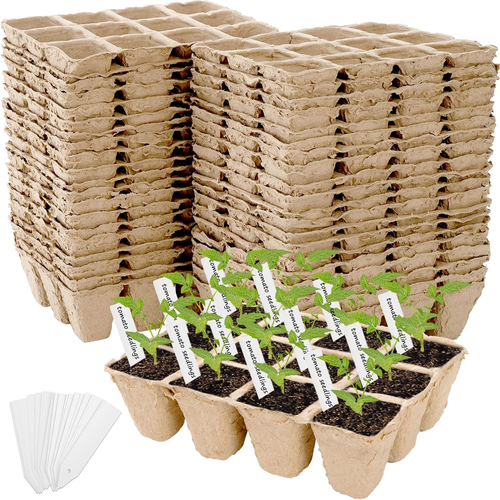 40 Pack Peat Pots Seed Starter Trays, 480 Cells Germination Seedling Pots, Organ