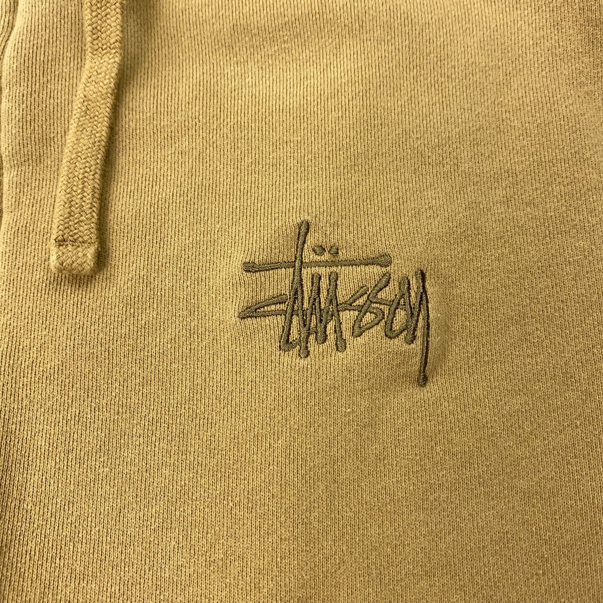 Stussy Thermal Zip Hoodie Mens XXL Brown Sweatshirt Embroidered