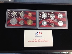 2005-S Complete SILVER Proof Set w Box and COA 1.32 oz Silver