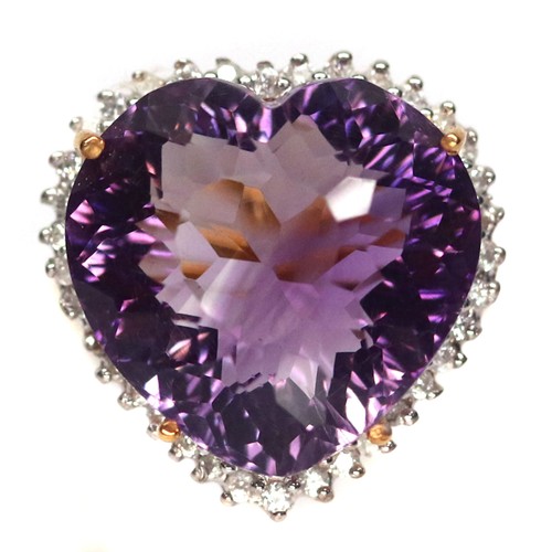 16 X 17 mm. Purple Amethyst & White Zircon Ring Silver 925 Sterling Size 6.25 - Picture 2 of 5