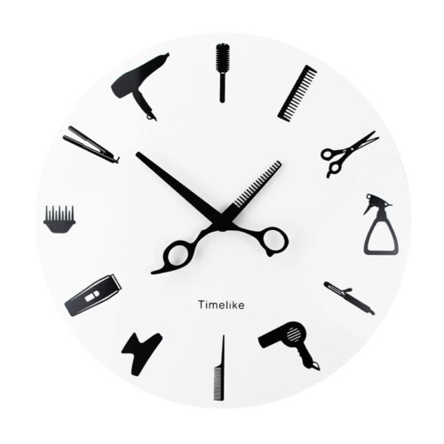  Barber Stylist Tools Wall Clock Modern 3D Quartz Non Ticking Beauty Hair1780 - Picture 1 of 8