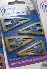 4 Goody Fashionow Triangle Glittery Epoxy Covered Metal Hair Snap Clips Glitter