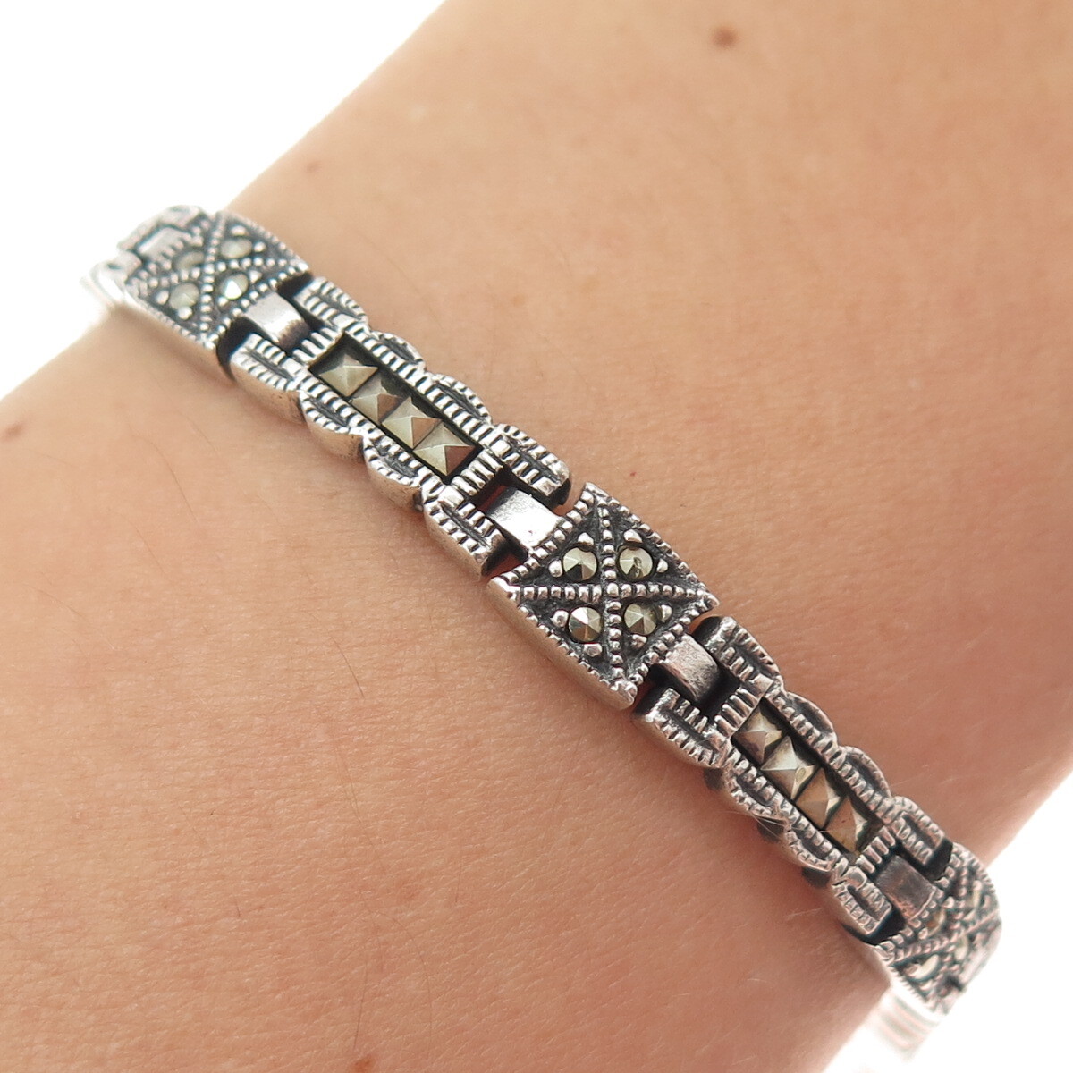 Gemondo Argento Sterling Art Déco 1.20ct Nero Spinello E Marcasite