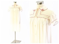 60s Vintage White Embroidered Sheer Robe With Pintucking Womens M Barbizon