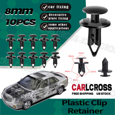 10pc Clips for Hole Plastic Rivets Retainer Fender Bumper Push Pin Fastener 8mm