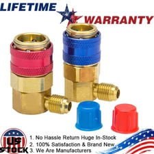 Car AC System Port Quick Snap on Coupler Adapter 1/4" For Manifold GaugeSet HVAC