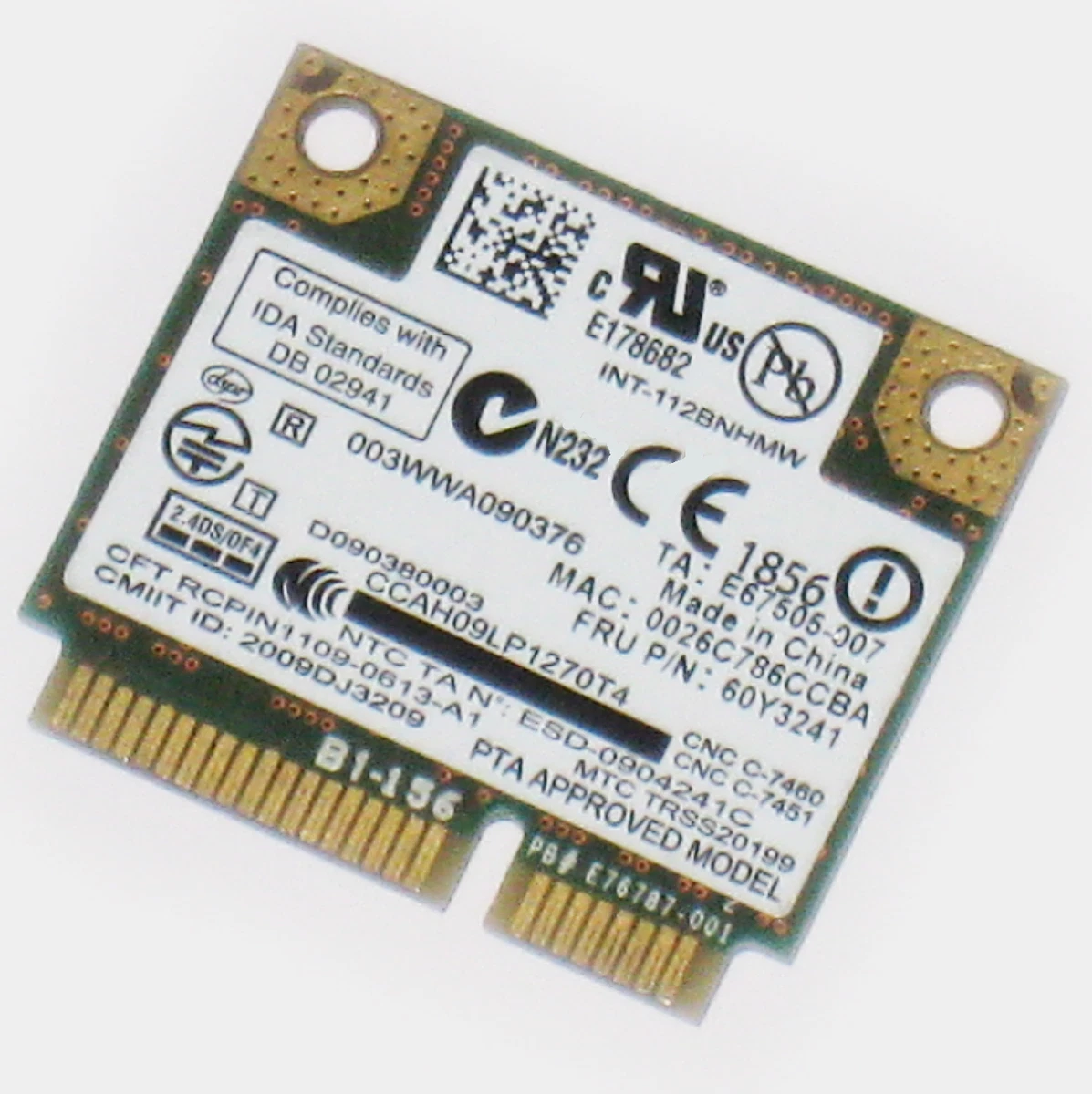 IBM Lenovo Thinkpad Wireless N Card L410 L510 SL410 SL510 X1.
