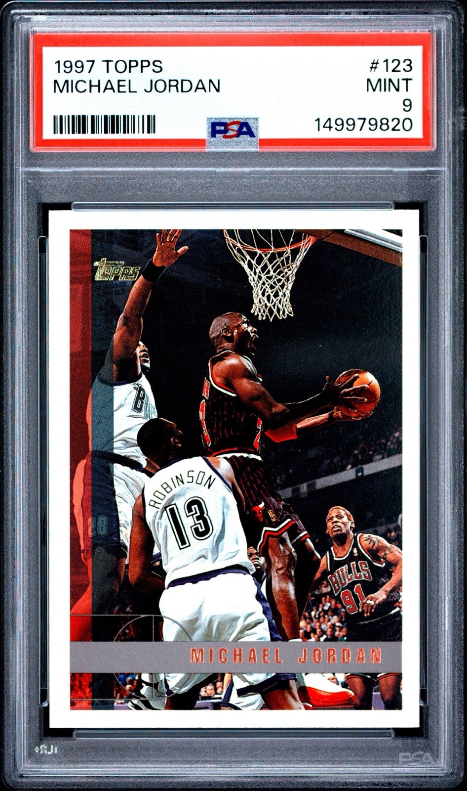 1997 TOPPS #123 MICHAEL JORDAN PSA 9 MINT - BULLS - GOAT