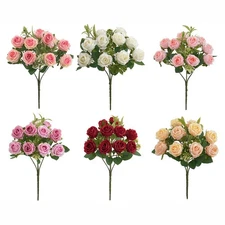 Realistic Small Roses for Weddings and Home Decor 10 Artificial Flowers