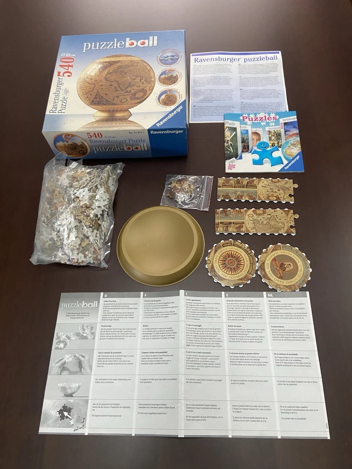 PUZZLEBALL 3D RAVENSBURGHER ANTICO MAPPAMONDO 540 PZ DIAMETRO 22 cm - Immagine 2 di 4