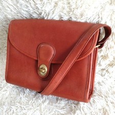 Coach Shoulder Bag with Turn Lock Hardware 202-11 red brown leather multipurpose