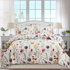 Floral Quilt Sets Full/Queen Size Reversible Countryside Bedspread Coverlets ...