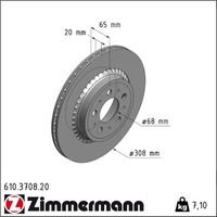 2X Zimmermann 610.3708.20 Bremsscheibe FüR Volvo XC90 275