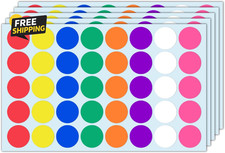 1000 Pack, 1" - Colored Dot Stickers, Garage Yard Sale Labels - 8 Colors