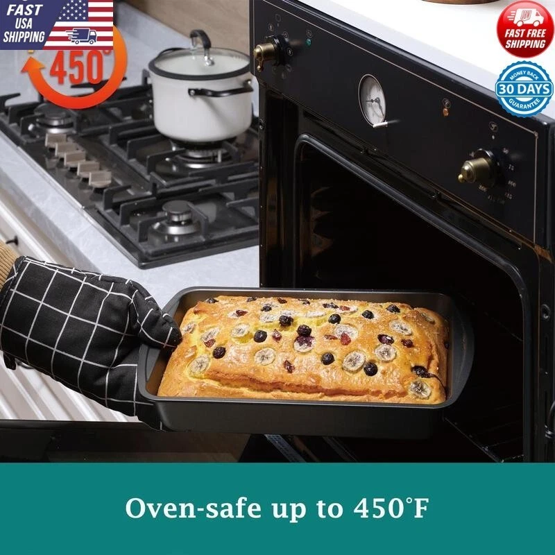 6 Piece Non-Stick Bakeware Set Carbon Steel Easy Release Cleanup Nesting Pans US